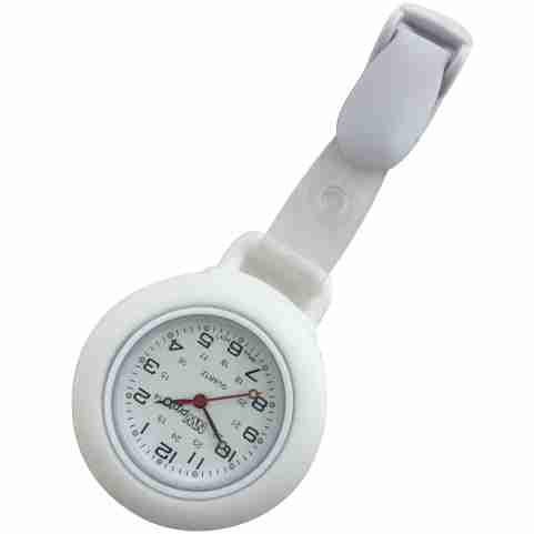 Nurse Pin Watch Clip-On Silicone White